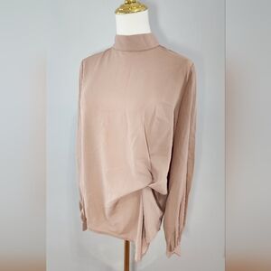 DO+BE Blouse Business Casual Front Twist Desing Asymmetrical Top Size S